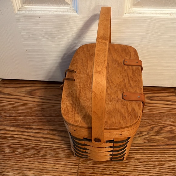 LONGABERGER  BASKET HANDWOVEN 1995  POCKETBOOK LID & CLOSURE HAS HANDLE VGC - Picture 4 of 10